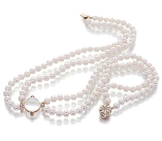 Moonstone and Pearl Pink Gold Necklace