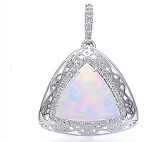 Opal and Diamond  White Gold Pendant.